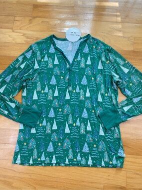Little Sleepies Green Twinkling Trees Bamboo Pajama TOP ONLY Women's Large